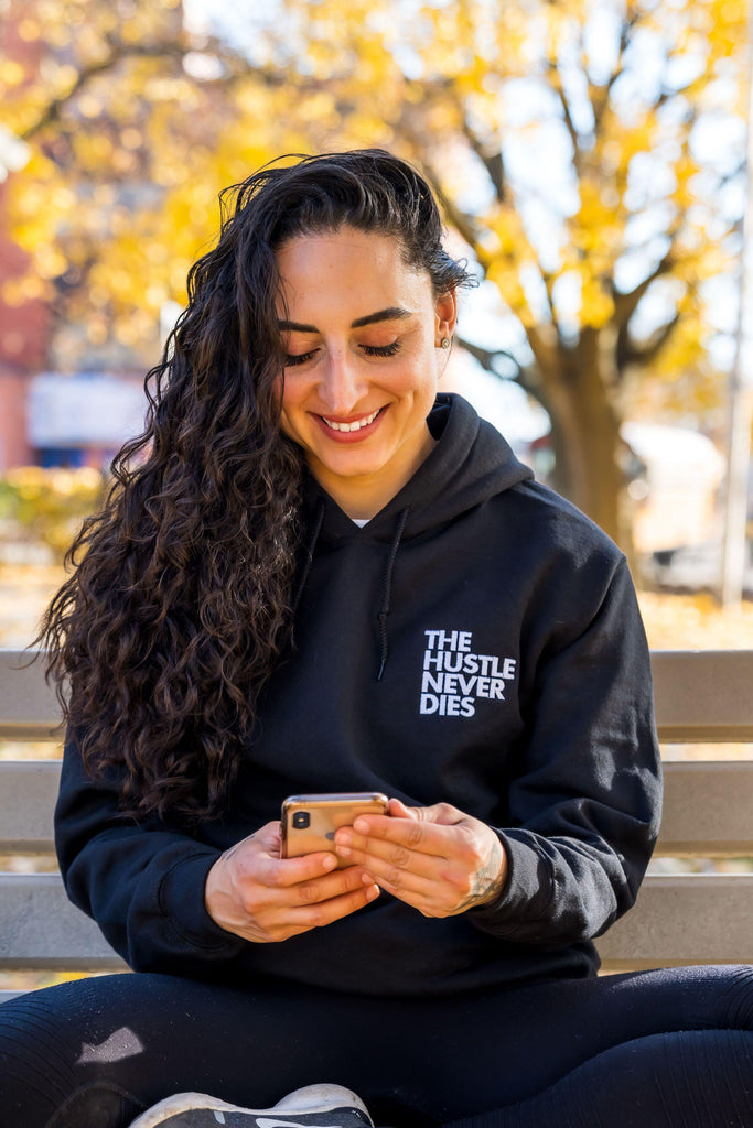 THND Classic Hoodie - TheHustleNeverDies.  Cozy and warm for men and women- Black
