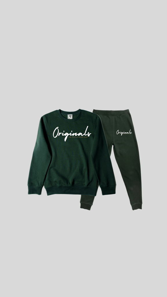 THND "ORIGINALS" JOGGING SUIT For the Fall and Winter weather- The Hustle Never Dies.  Warm and great quality.  For men and women.  Available in various colours- Forest Green