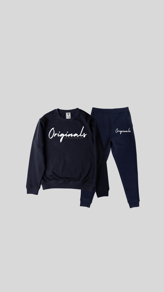 THND "ORIGINALS" JOGGING SUIT For the Fall and Winter weather- The Hustle Never Dies.  Warm and great quality. Available in various colours- Navy Blue