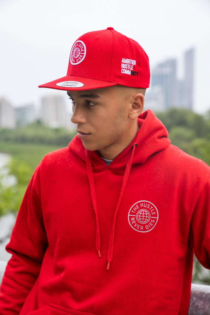 THND Full Circle “Red Zone” Hoodie - The Hustle Never Dies- Great quality hoodie.   Perfect in Fall and Winter. Reflective Print  For Men and Women-Red